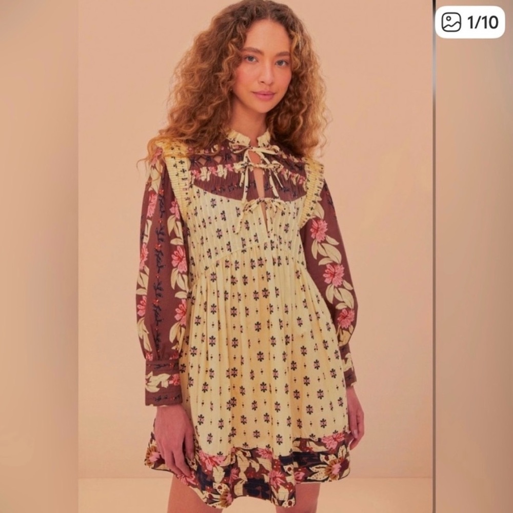 FARM Rio Anika Open Yoke Mini Dress. Size S.NWT. MSRP $260.